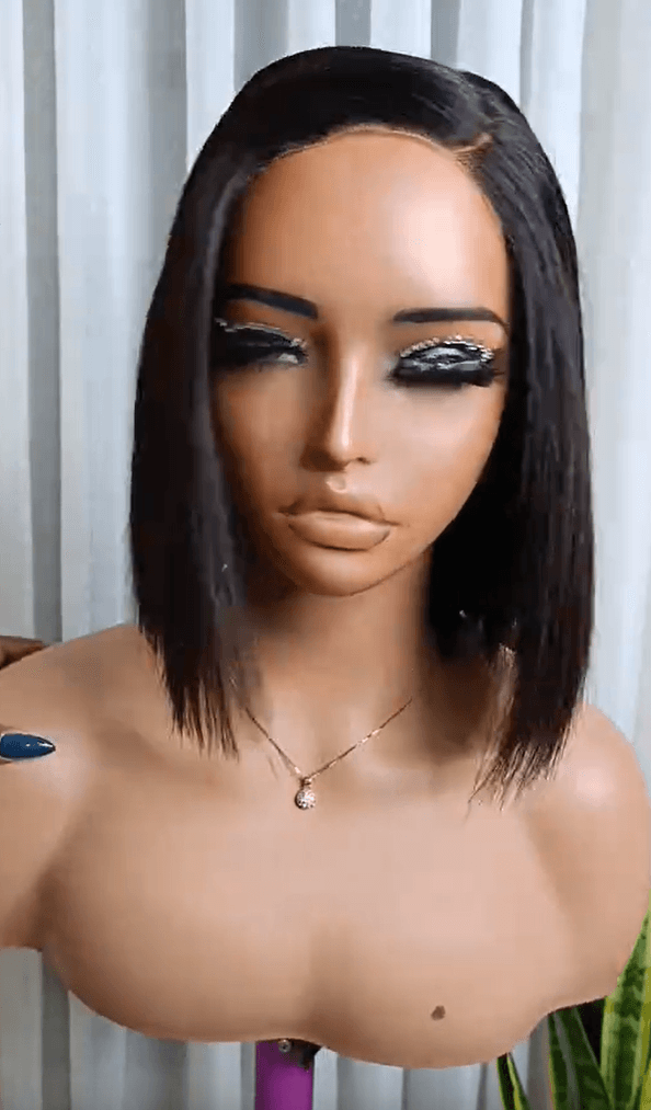 Vietnamese blunt cut bob 10 inches  natural black