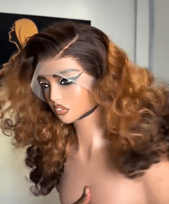 Wavy Human Hair Frontal Wig in Piano Color