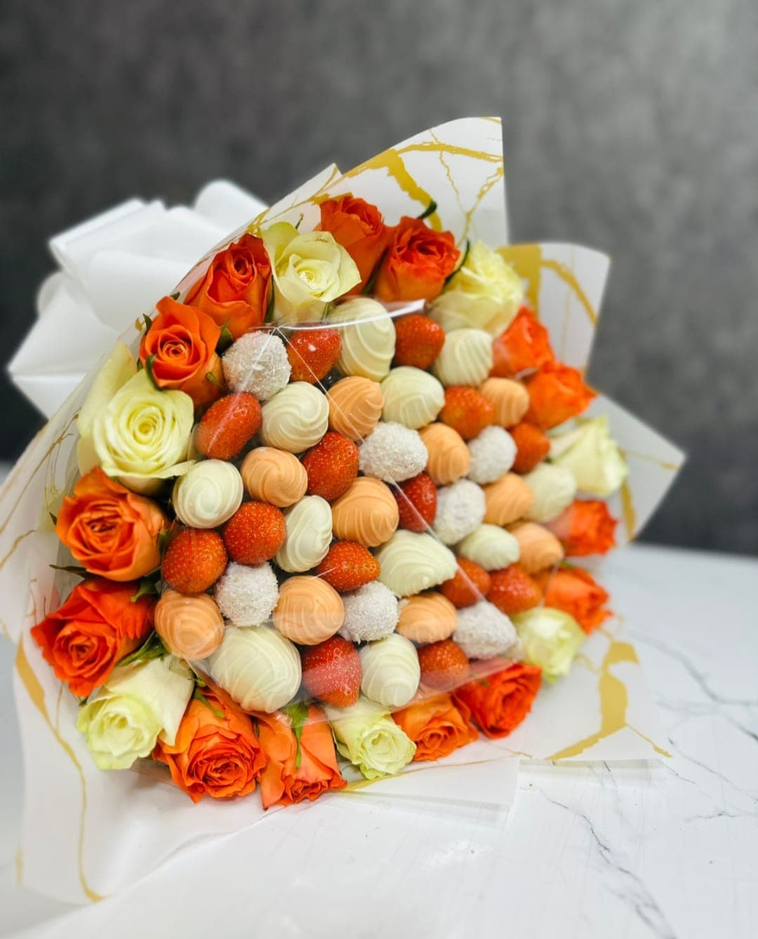 orange rosette bouquet
