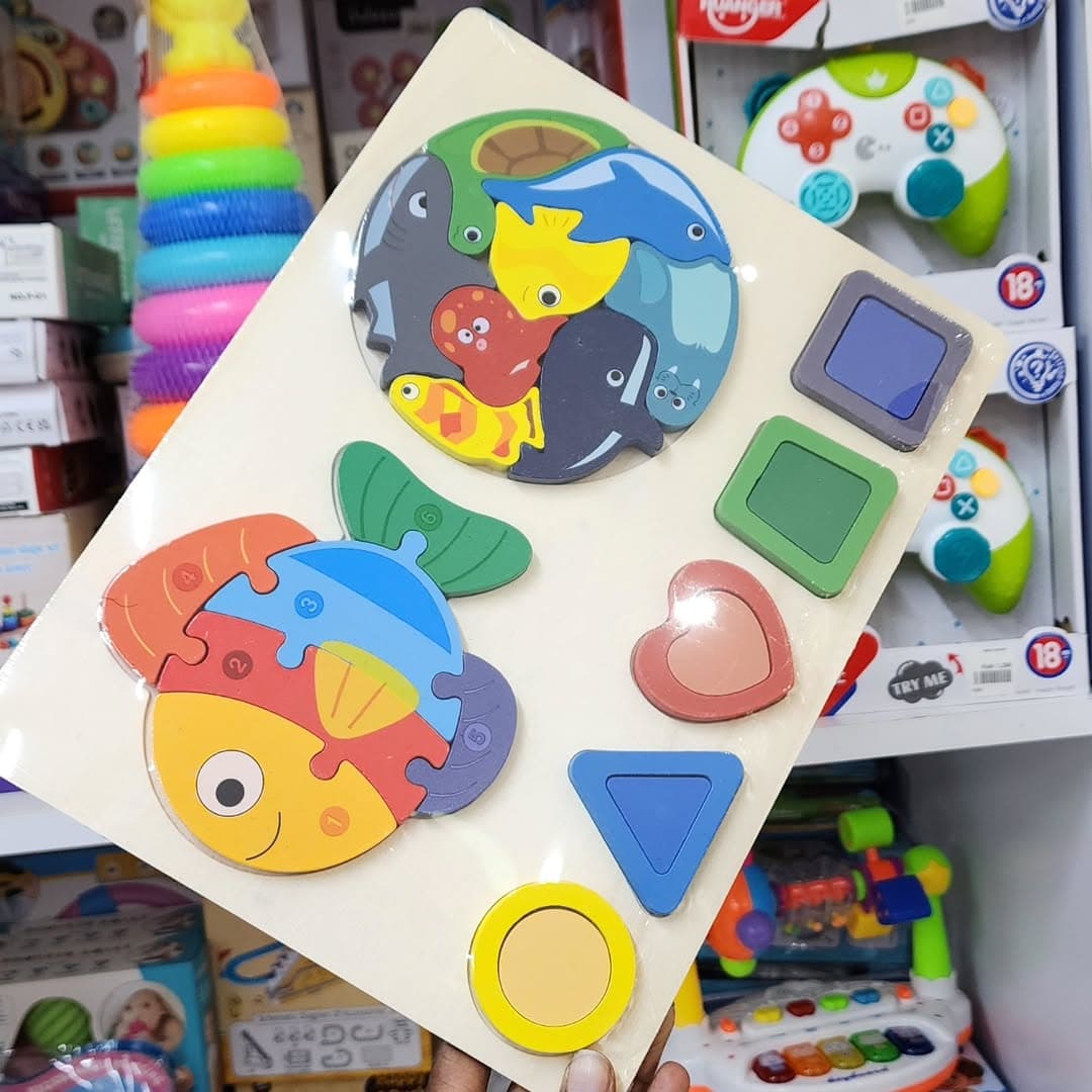 Wooden Animal Jigsaw & Shape Matching Puzzles