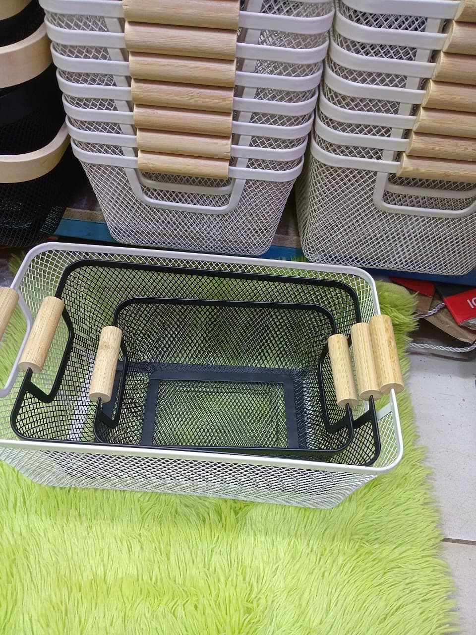 Storage organizers/fruit storage baskets either bamboo handles