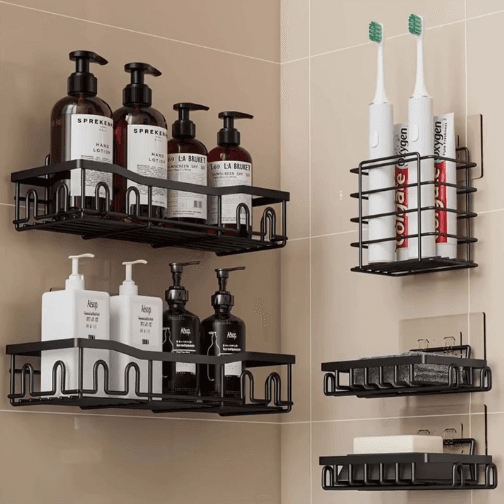 5pcs Set Rectangular shower caddy shelf/Bathroom organizer