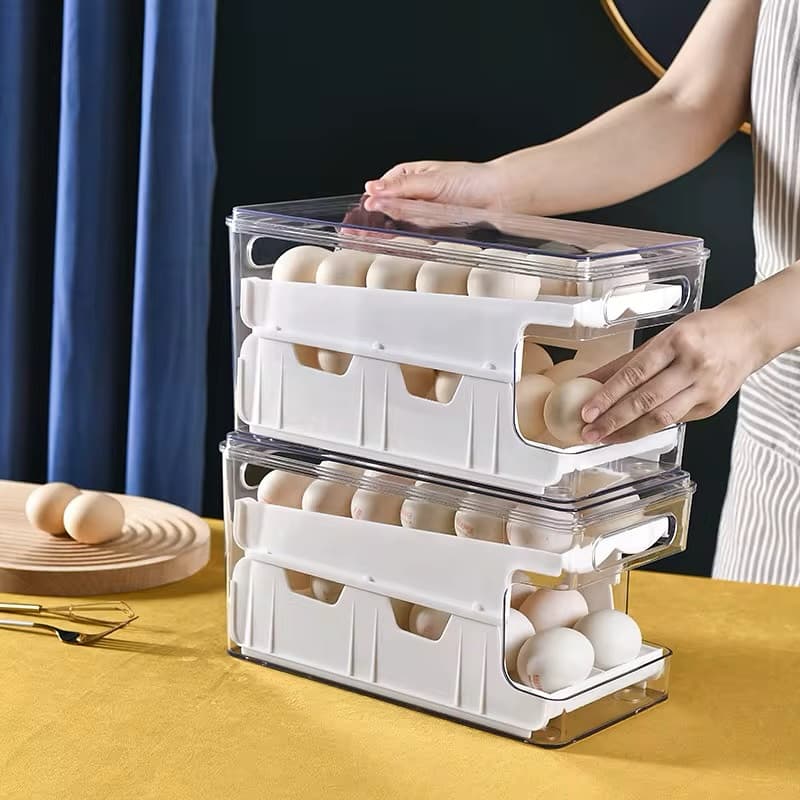 Acrylic double layer transparent egg storage box