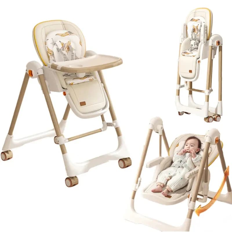 Multi-Functional Baby Feeding Chair with Swing, Recline & Wheels | Convertible High Chair