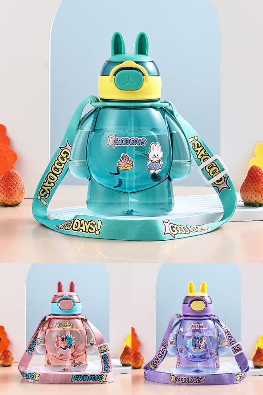 Kids Water Bottles with Straw & Strap – 650ml Leak Proof