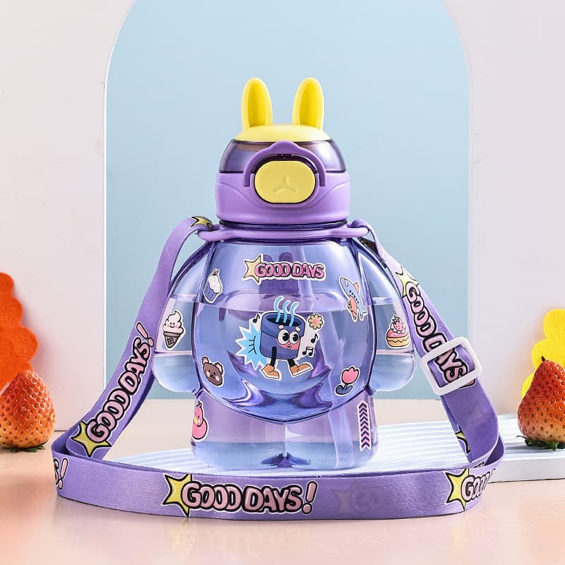 Kids Water Bottles with Straw & Strap – 650ml Leak Proof