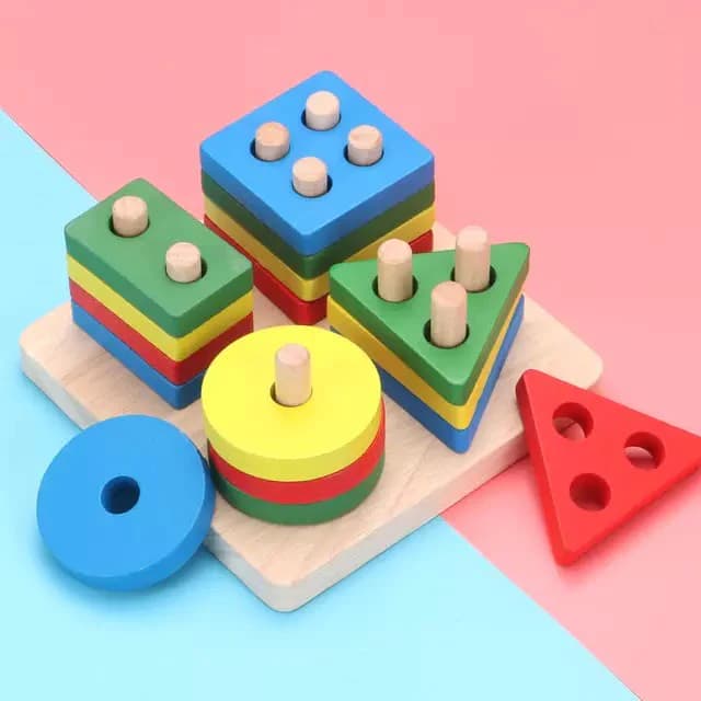 Montessori Wooden Sorting and Stacking Toys for Toddlers 1-3