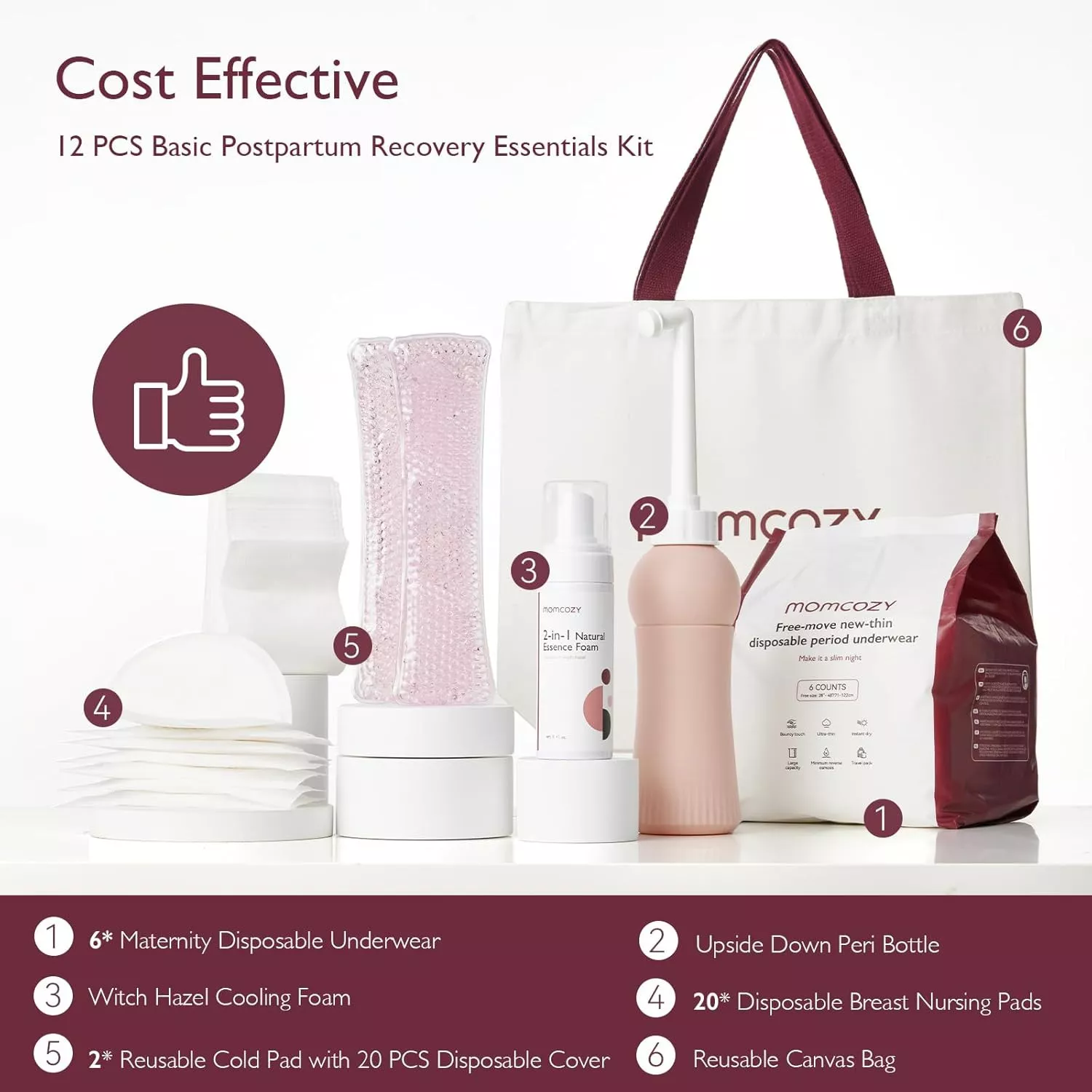 Momcozy Postpartum Recovery Essentials Kit – Complete Labor & Delivery Care Set for New Moms