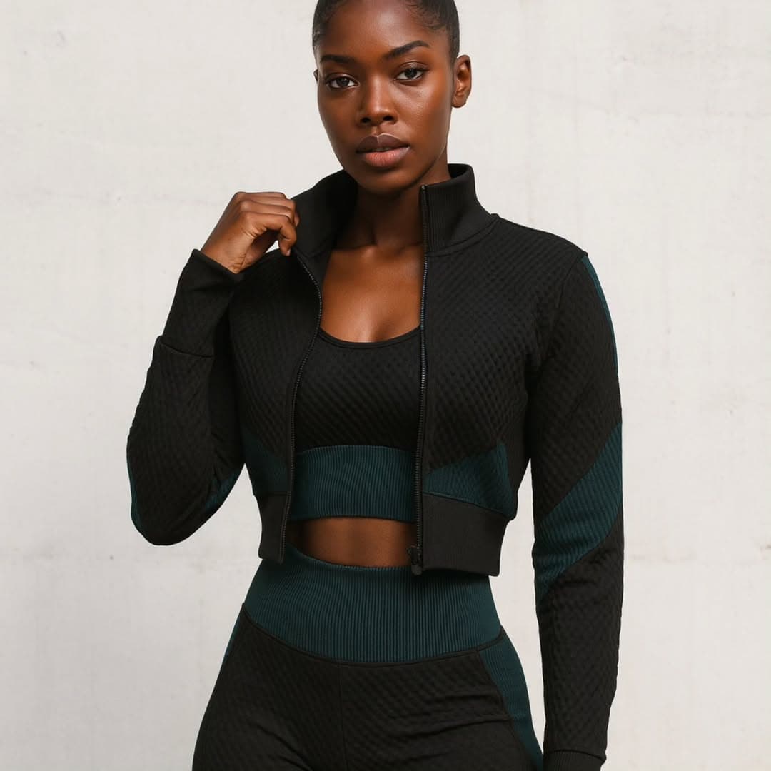 Three pcs( bra+ leggings +long coat)