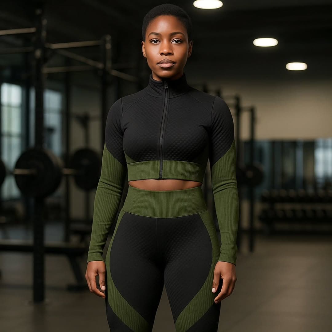 Three pcs( bra+ leggings +long coat)