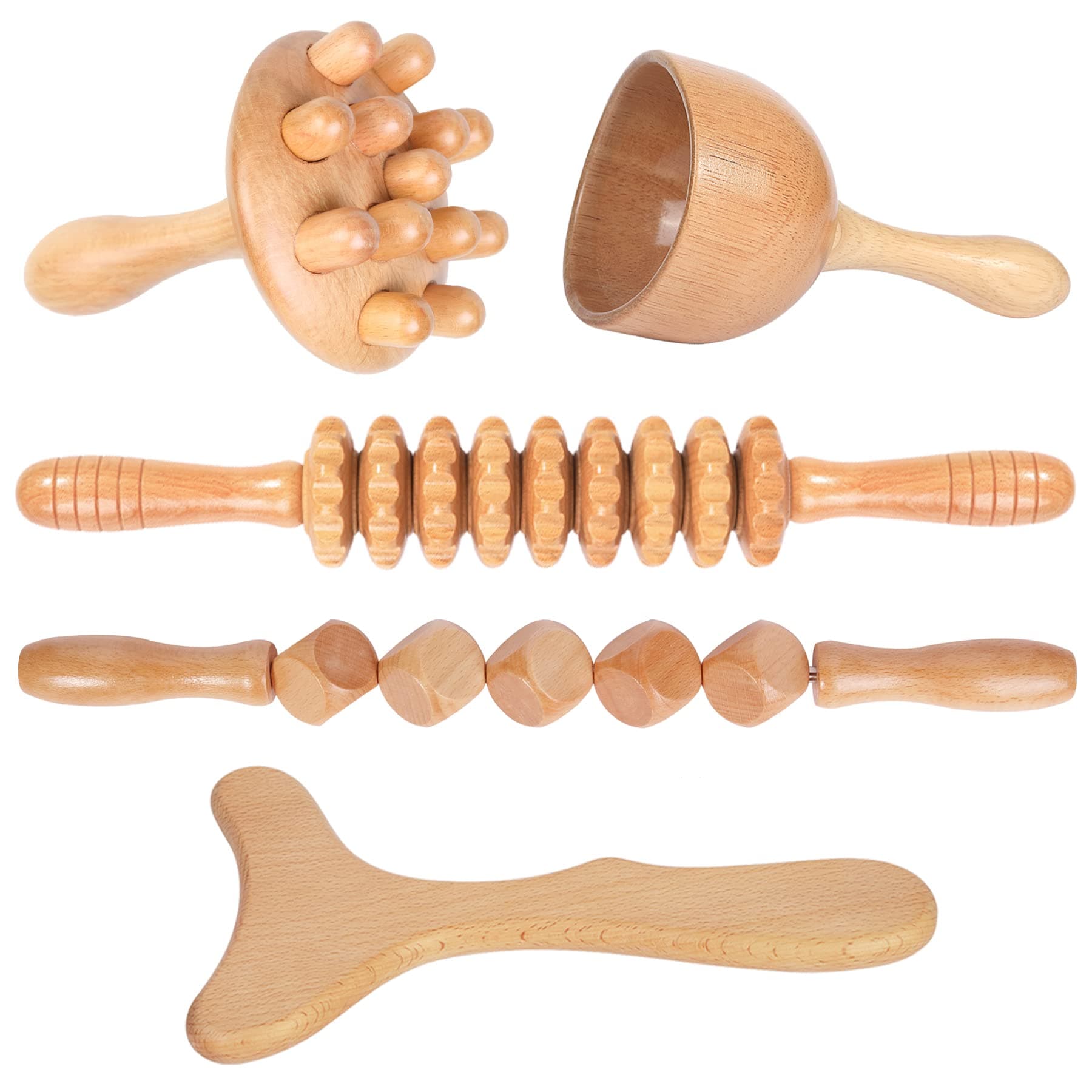 6 in 1 wooden therapy massage tools