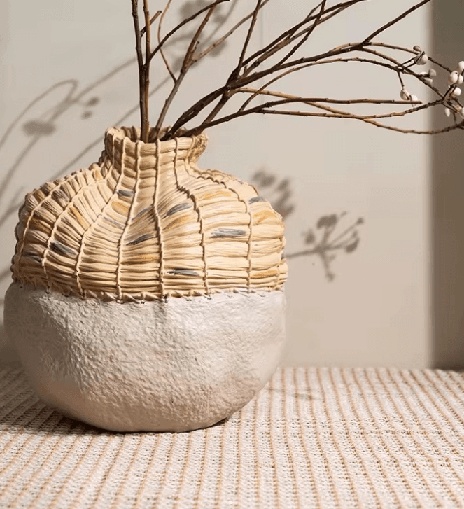 Wabi sabi hand woven vase