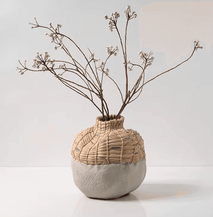 Wabi sabi hand woven vase