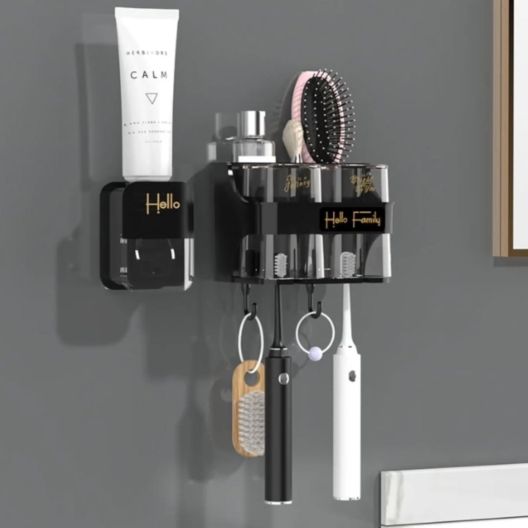 Toothbrush holder /Toothpaste dispenser with 4 cups*