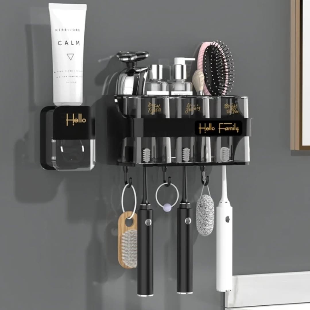 Toothbrush holder /Toothpaste dispenser with 4 cups*