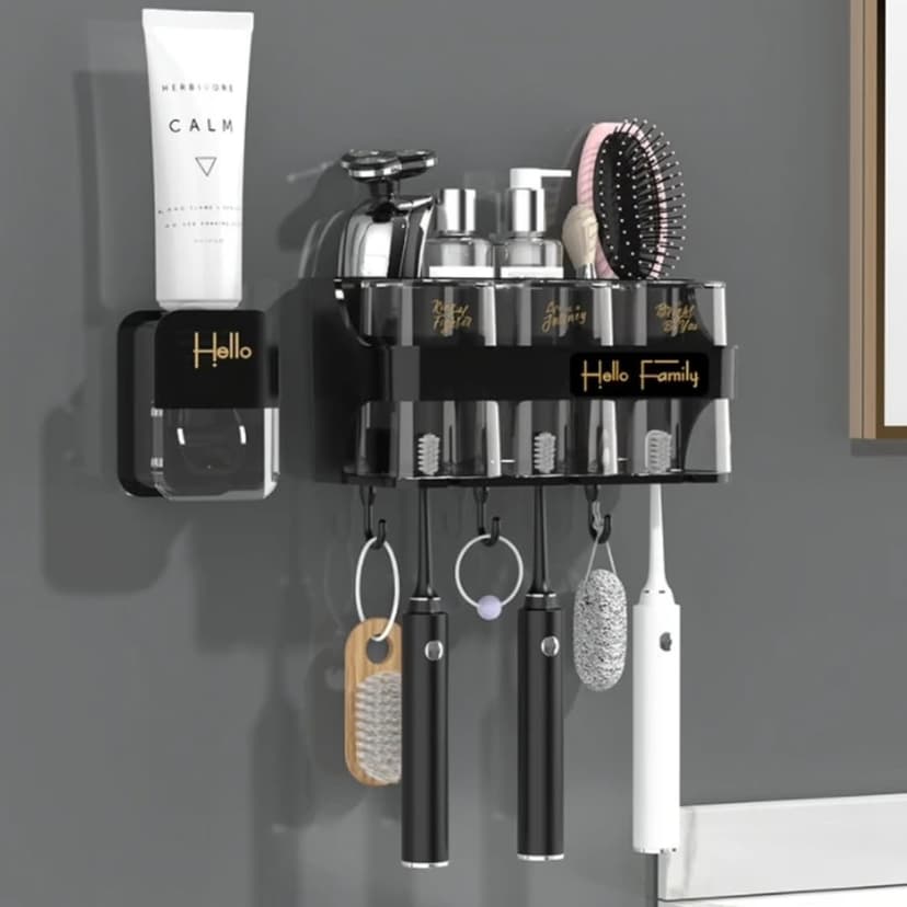 Toothbrush holder /Toothpaste dispenser with 4 cups*